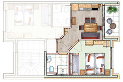 Grundriss Appartement 2-3 Personen